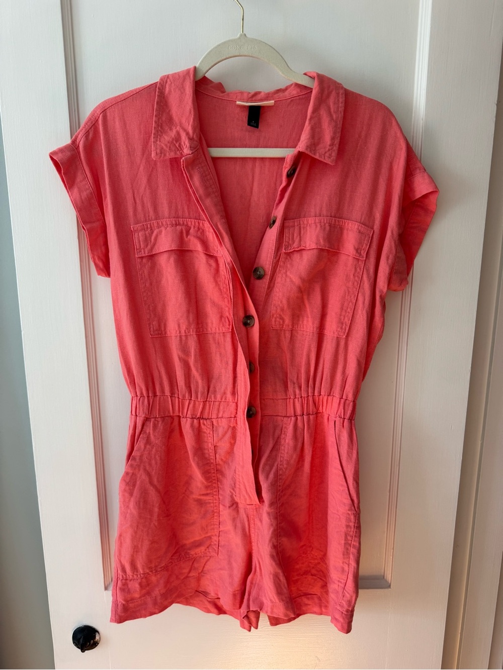Coral Pink short sleeve romper